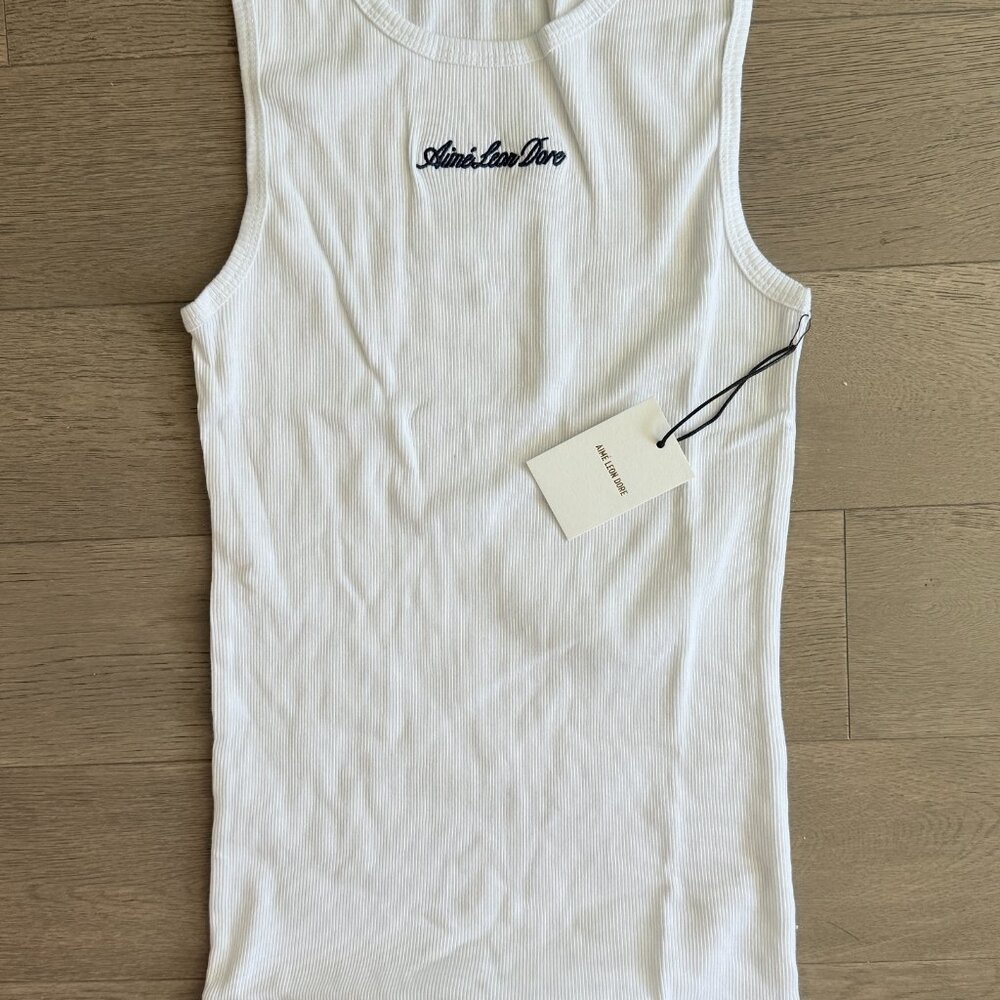 Aime Leon Dore Embroidered Logo Tank Top Mens size M 100% cotton White